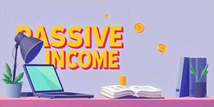 Passive Income a laptop and books on a desk