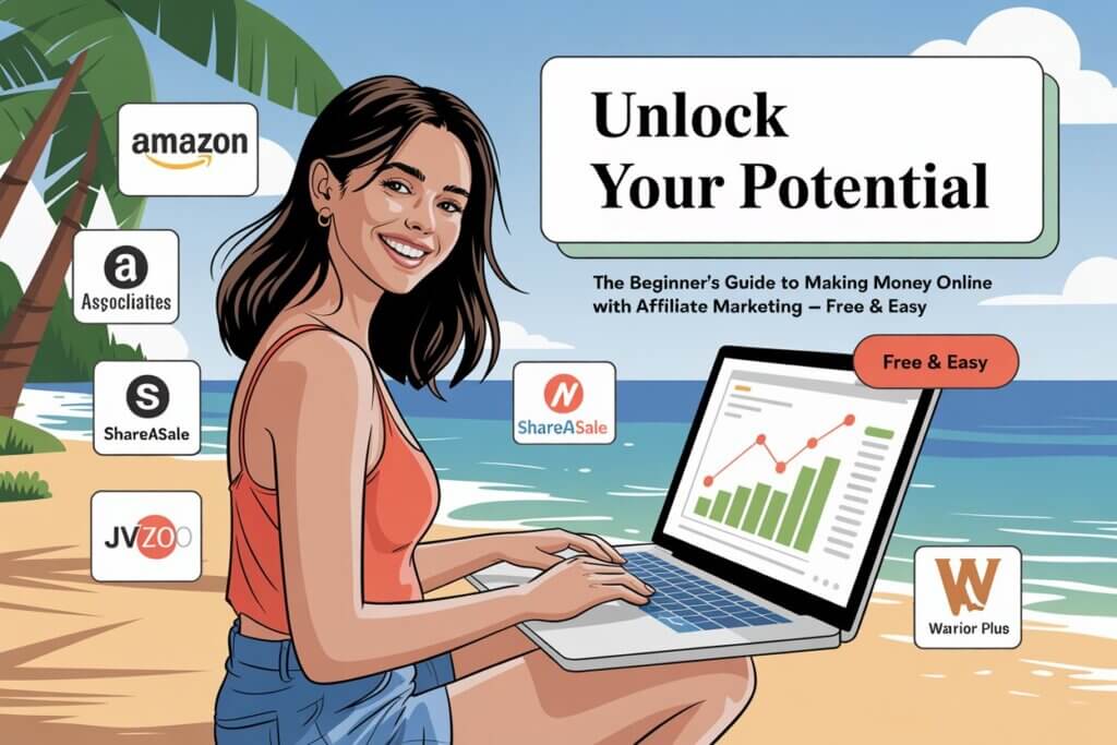 young woman make money online with affiliate marketing