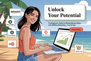 young woman make money online with affiliate marketing