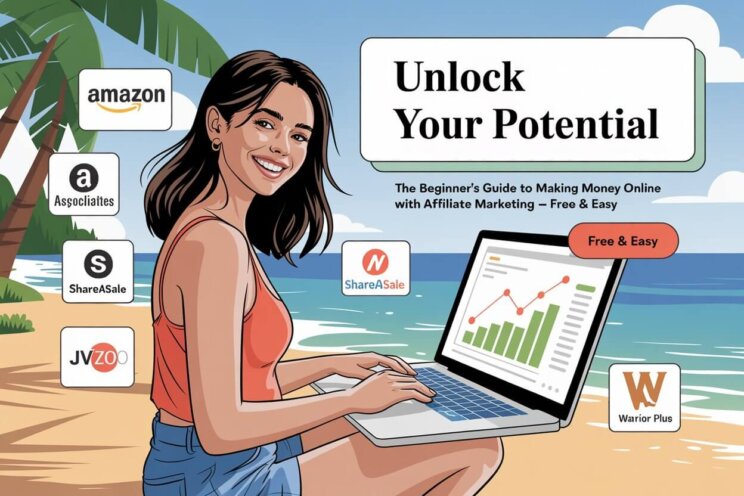 young woman make money online with affiliate marketing